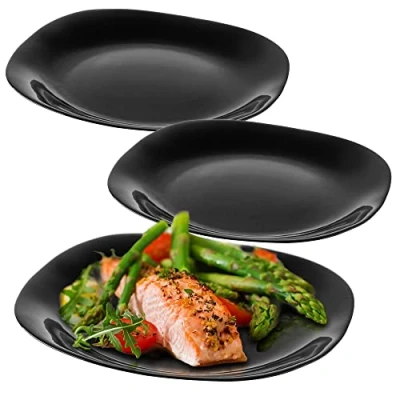 Image of KADAX Black Dinner Plates, Dishwasher Plate Set, Reinforced Glass Modern Tableware for Home and Restaurant (Black/3 Pieces)