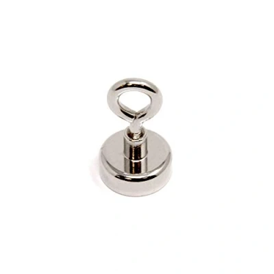 Image of Neodymium Machine Lathed Clamping Magnet with M4 Eyebolt for Holding, Hanging and Displaying Items 20mm dia Pack of 1