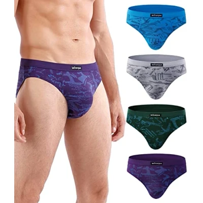 Image of wirarpa Men&#039;s Modal Briefs Underwear Super Soft Microfibre Underpants No Front Slips Covered Waistband Multicolored 4 Pack XX Large