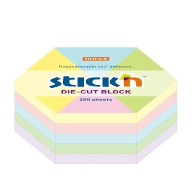 Image of Mimbek Sticky Note Pads with Hexagon Shape 250 Sheets Made of Paper Assorted Pastel Colours Measures 6 x 7 cm