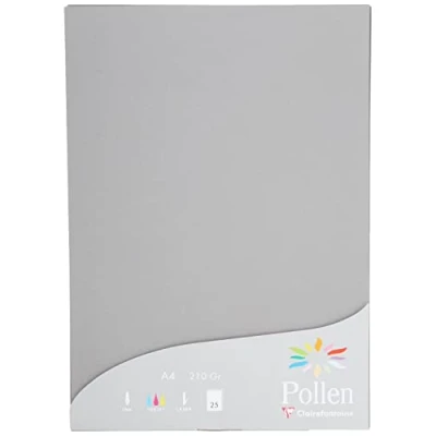 Image of Clairefontaine Ref 24283C Pollen Coloured Paper (Pack of 25 Sheets) A4 (210 x 297mm), 210gsm Paper, Inkjet &amp; Laser Printer Compatible, Acid Free Dark Grey