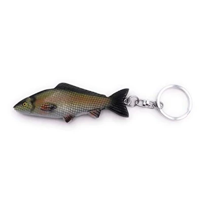 Image of H Customs Carp Fish Fishing Wood Noble Handmade Keychain Pendant