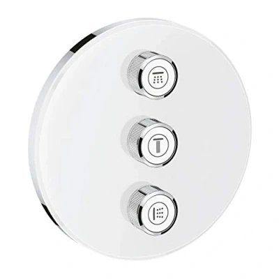 Image of GROHE Grohtherm Smartcontrol Triple Volume Control Trim Set for Concealed Installation, with Three Valves Round Shape, Moon White, Made In Germany By 29152LS0
