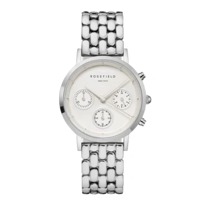 Image of Rosefield Women&#039;s Watch The Gabby: Silver 33mm Round Case with White Dial and Strap NWS N92
