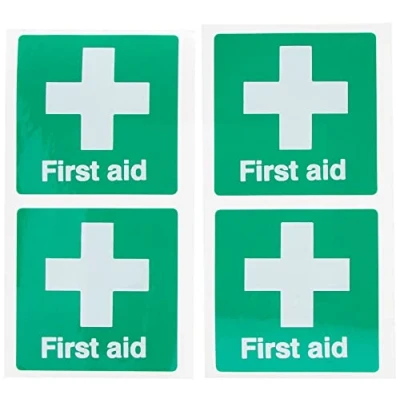 Image of PACK OF 4 FIRST AID HELMET STICKERS 50X50mm Self Adhesive
