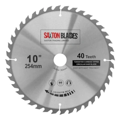Image of TCT25440T Saxton TCT Circular Wood Saw Blade 254mm x 30mm Bore 40T for Bosch Makita Dewalt