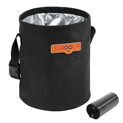 Image of SURDOCA Waterproof Leakproof Car Bin Tidy, Portable Vehicle Rubbish Hanging, Collapsible Automotive Bag for Back of Car, Adjustable Automobile Trash Can, Convinient Garbage Black