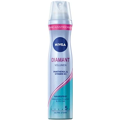 Image of NIVEA Diamond Volume Care Styling Spray, Strengthening Hair Spray with Panthenol &amp; Vitamin B3, Polish for Shiny 24 Hours Hold (Hold Level 5) and Vegan Formula (250 ml)