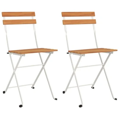 Image of vidaXL Folding Bistro Chairs 2 pcs Solid Wood Acacia and Steel