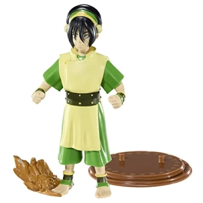 Image of BendyFigs The Noble Collection Avatar Toph Toys 17cm Bendable Posable Collectible Doll Figure With Stand and Mini Accessory