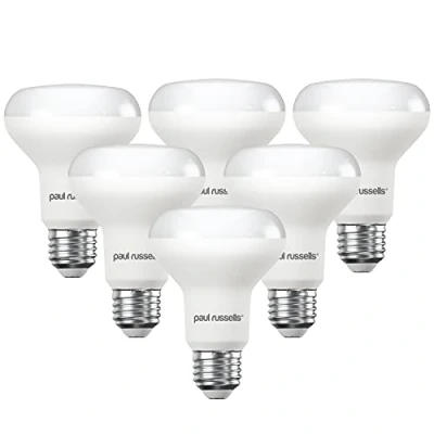 Image of paul russells Warm White E27 Spotlight 10W LED Reflector R80 Light Edison Screw 60w Equivalent Replacement Bulb 940 Lumen 2700K Frosted 120 Beam Angle ES Energy Saving Lightbulbs, Pack of 6