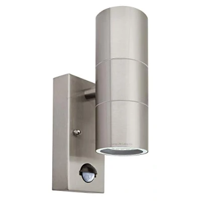 Image of Long Life Lamp Company Up Down PIR Outdoor Wall Light Stainless Steel Motion Sensor ZLC08DSEN K