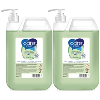 Image of Carekind 70% Hand Sanitiser gel 2x 5 Litre. Antibacterial sanitizer made with Medical Grade Alcohol, Kills Viruses &amp; 99.999% of bacteria. pump dispenser (Aloe Vera)