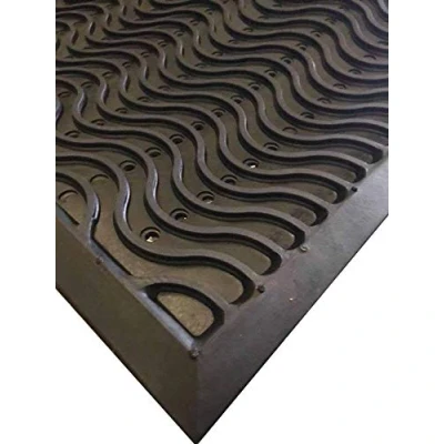 Image of SrS Rugs® Rubber Mats Outdoor Entrance Non Slip Anti Fatigue Drainage Holes (Rubber Waves, 90cm x 150cm)