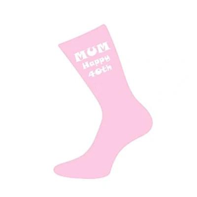 Image of Mum Happy 40th Pink Womens Socks for Birthday Present