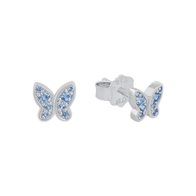 Image of s.Oliver 925 sterling silver girls&#039; children earrings, with zirconia synth, 0.5 cm, silver, butterfly, comes in jewelry gift box, 2036822