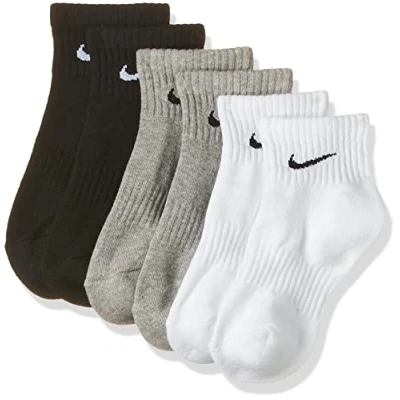 Image of Nike Mens U Nk Everyday Cush Ankle 3pr Socks, Wh(blk)/dgh(blk)/Blk(wh), M EU
