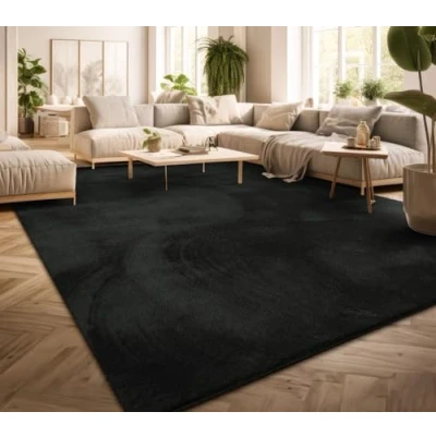 Image of TT Home Large Rug Short Pile Monochrome Modern Design Washable Yellow Gold, colour: Black, Size:100x200 cm