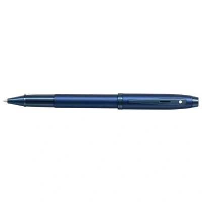 Image of Sheaffer 100 9371 Satin Blue Rollerball Pen With PVD Trim Luxury Gift Set