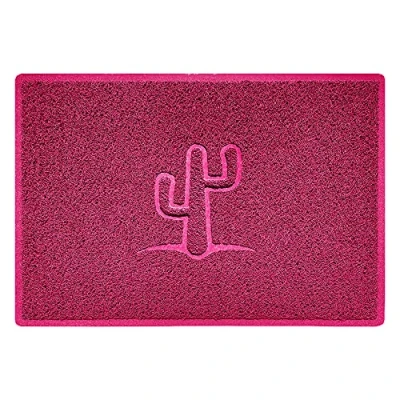 Image of Nicoman Cactus Embossed Shape Door Mat Dirt Trapper Washable Barrier Doormat (Use Indoor or Sheltered Outdoor) (90x60cm/3x2ft,Large) Pink