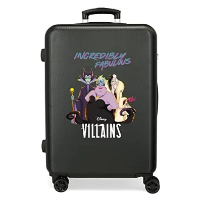 Image of Disney Villains Incredibly Fabulous Medium Suitcase Black 46 x 65 23 cm Rigid ABS Side Combination Lock 56 L 3 kg 4 Double Wheels, Black/White, One Size,