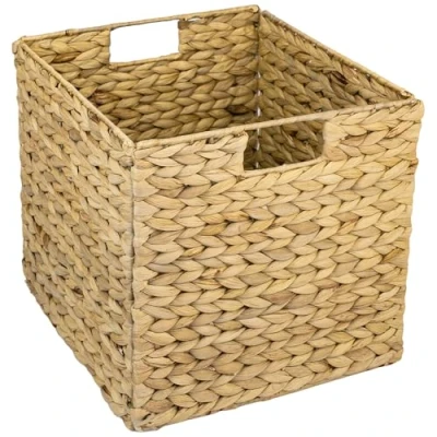 Image of HMF Storage Basket, Braided Water Hyacinth Seagrass Suitable for Kallax 32 x 34.5 cm