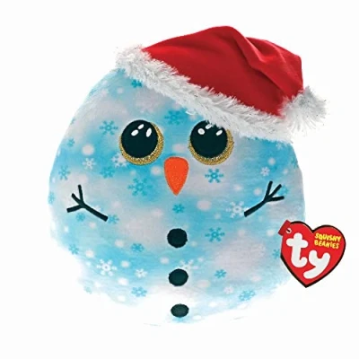 Image of Ty UK Fleck Snowman Squish a Boo 10&quot; Christmas 2022 Beanie Baby Soft Plush Toy Collectible Cuddly Stuffed Teddy, 39244, Regular Size, Multicolor