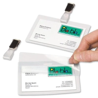 Image of 3L 11130 Identity Tags Self adhesive Polyproylene Pre punched with Clips W104xH74mm [Pack of 10]