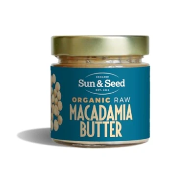Image of Organic Macadamia Nut Butter by Sun &amp; Seed 200g Smooth Plant Based High in Fibre 100% Nuts Palm Oil Free Vegan Butter…