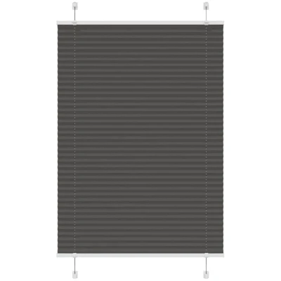 Image of vidaXL Pleated Blinds Black 95x100 cm Polyester Adjustable Privacy and Sun Protection Modern Window Treatment