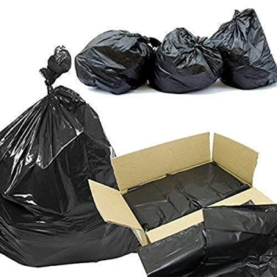 Image of We Can Source It Ltd Black Compactor Sack Bin Liners 20 x 34 47inch Bags 67mu Heavy Duty Sacks, Box of 100 Refuse Sacks for Industrial Waste