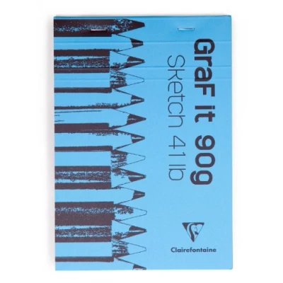 Image of Clairefontaine Ref 96629C Graf&#039;It Drawing Sketchbook (80 Sheets) A7 (74 x 105mm) in Size, 90gsm Paper, Micro Perforated Sheets Assorted Colours (1 Item)