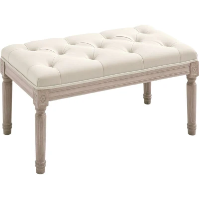 Image of HOMCOM End of Bed Bench, Window Seat, Tufted Bench for Bedroom, Hallway, Living Room, Beige