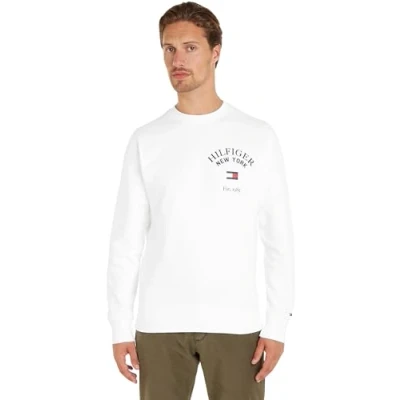 Image of Tommy Hilfiger Men Wcc Arched Varsity Sweatshirt Sweatshirts, White, L
