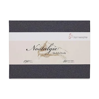 Image of Hahnemühle Nostalgia Sketchbook, Premium Drawing Book, 190 g/m², Natural White, 80 Pages, DIN A4 Landscape Format