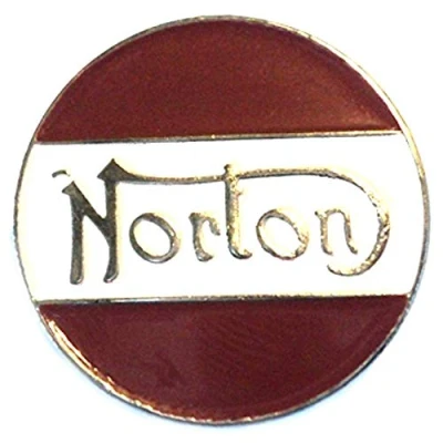 Image of Metal Enamel Pin Badge Norton Motorcycle Circle (White &amp; Red) (25mm)
