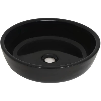Image of vidaXL Basin Ceramic Round Black 42x12 cm