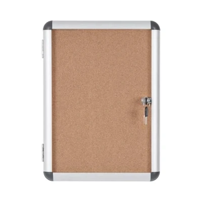 Image of Bi Office Display Case Enclore, Cork Surface, Acrylic Door, Aluminium Frame, 36.7 x 50 cm (2X A4)