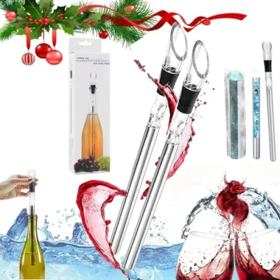 Image of Vino Amigo Wine Cooling Stick, Vinoamigo Rapid Iceless 3 in 1 Chiller, Stainless Steel Chiller Fast Chilling 15 Minutes, Gift for Lovers (2)