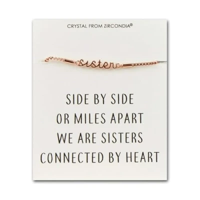Image of Philip Jones Rose Gold Plated Sister Bracelet with Quote Card Created Zircondia® Crystals