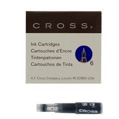Image of A. T. Cross ink cartridge for FH blue black, blister card with 1x 6 pieces
