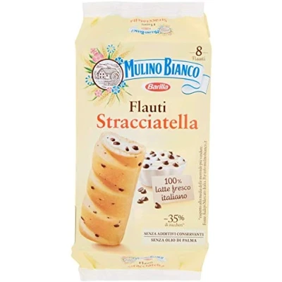 Image of Mulino Bianco Flauti Merende Alla Stracciatella Con Gocce Di Cioccolato 3 Pezzi Da 280 Grammi