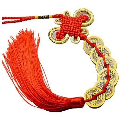 Image of Chinese Knot Feng Shui Lucky Wealth 3/6/8/9/10 Coins For Home Car Hanging Tassel