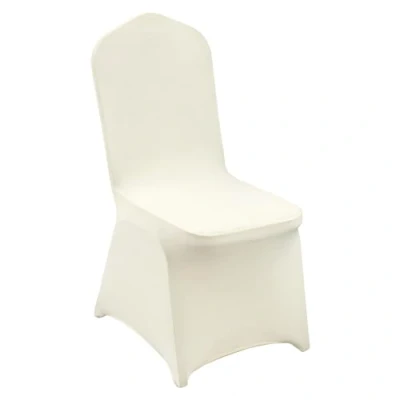 Image of VEVOR Stretch Spandex Folding Chair Covers, Universal Fitted Cover, Removable Washable Protective Slipcovers, for Wedding, Holiday, Banquet, Party, Celebration, Dining (100PCS Ivory White)