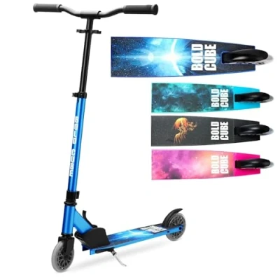 Image of BOLDCUBE Deluxe 2 Wheeler Scooter for Kids Ages 6 14 + Years Ultra Fold No Assembly Height Adjustable 60 to 90 cm