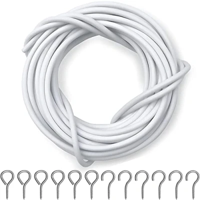Image of Dikots net curtain wire and Hooks set 10M kit with 25 Eyes &amp; A multipurpose suitable for curtains windows Durable window