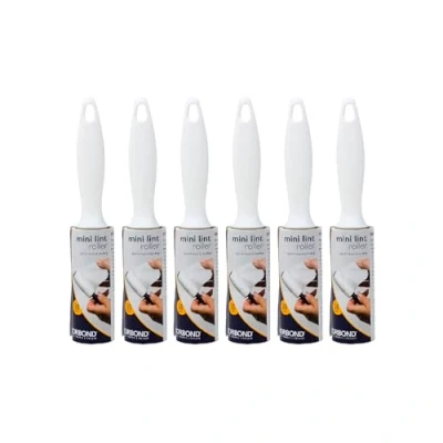 Image of Korbond 2.8m Mini Pocket Lint Roller Pack of 6 TRAVEL SIZE 30 Sticky Easy Peel Paper Sheets Per 180 Total Suitable for ALL FABRIC TYPES