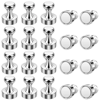 Image of Wukong 20 Pack Fridge Magnets Strong, 12x16mm Refrigerator Push Pins, Magnetic Thumb Tacks for Whiteboard, Notice Board and Office