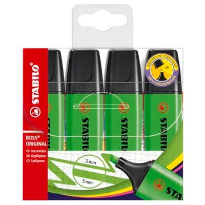 Image of Highlighter STABILO BOSS ORIGINAL Pack of 4 Green