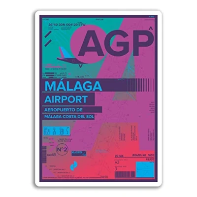 Image of 2 x 10cm Malaga Airport Vinyl Stickers Spain AGP Sticker Laptop Luggage #17169 (10cm Tall)